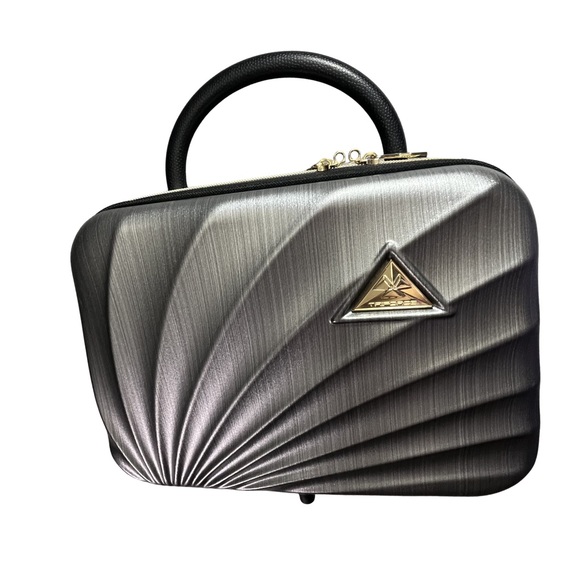 Triforce Handbags - Triforce Metallic Gray Hardshell Cosmetic Case with Top Handle, no strap